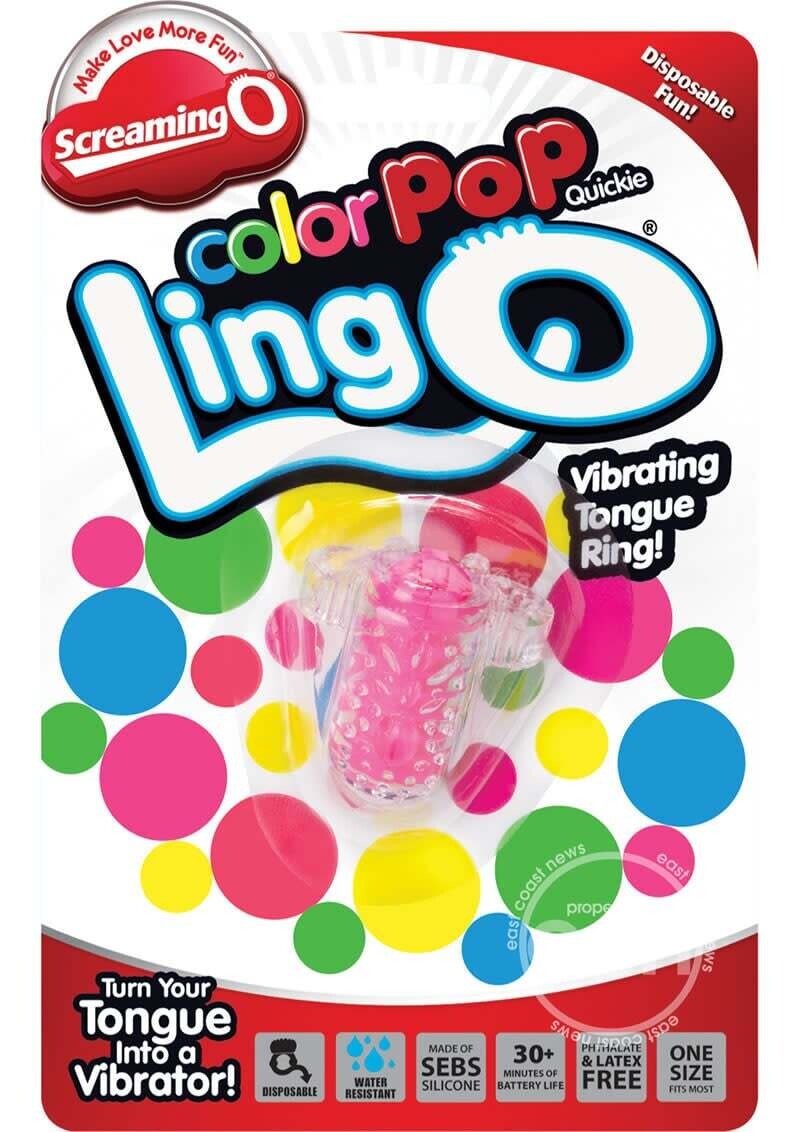 SCREAMING O COLOR POP QUICKIE LINGO SILICONE VIBRATING TONGUE RING PINK