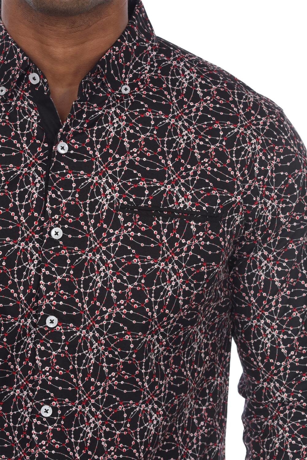 MOJITO X SLIM FIT HYPER STRETCH PRINT SHIRT RED/BLACK