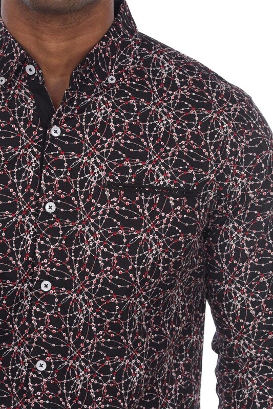 MOJITO X SLIM FIT HYPER STRETCH PRINT SHIRT RED/BLACK