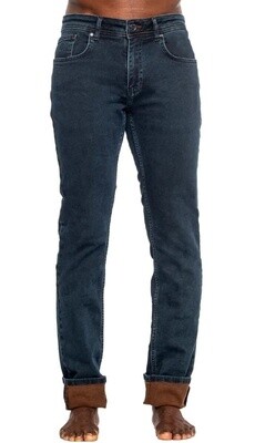 EIGHT X NAVY SLIM FIT JEANS W/ BROWN INNER LINING