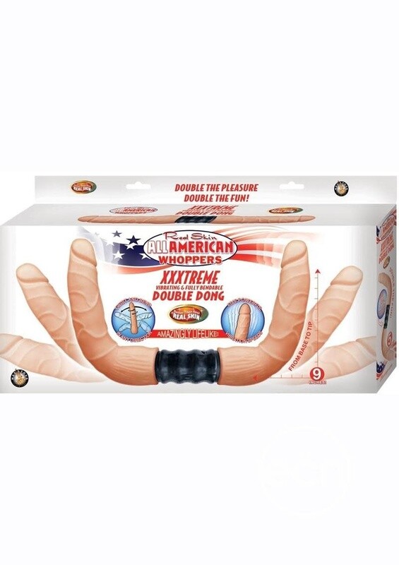 ALL AMERICAN WHOPPER XTREME VIBRATING BEND DOUBLE DILDO
