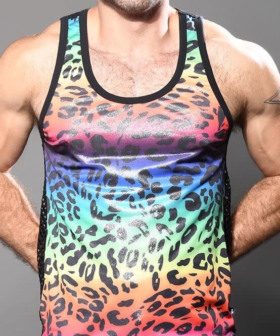 AC PRIDE LEOPARD MESH TANK