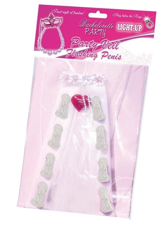 BACHELORETTE LIGHT UP PARTY VEIL  MULTI COLOR FLASHING PENIS