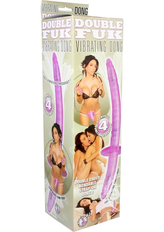 DOUBLE FUK VIBRATING DILDO DONG PURPLE