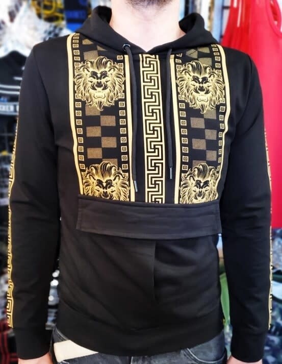 CHUXX PULL OVER HOODIE BLACK WITH LION PRINT
