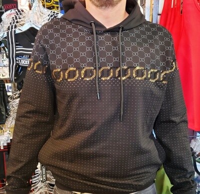 CHUXX PULL OVER HOODIE BLACK WITH BEJEWELED DESIGN