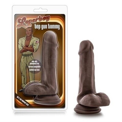 Loverboy Top Gun Tommy Dildo with Balls 6.5in - Chocolate