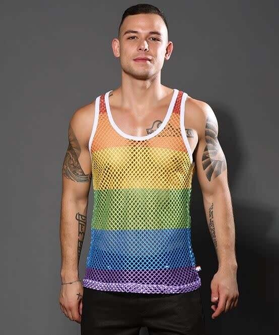 ANDREW CHRISTIAN PRIDE MESH STRIPE TANK ANDREW CHRISTIAN PRIDE MESH STRIPE TANK