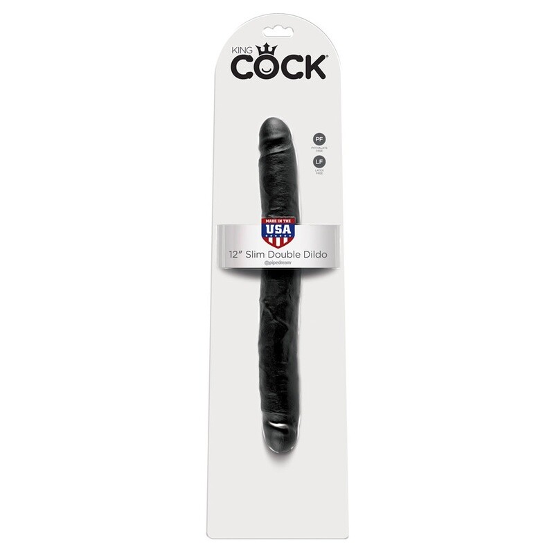 KING COCK 12" SLIM DOUBLE BLACK