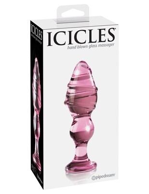 ICICLES # 27 TEXTURED GLASS ANAL PLUG 5.75inch PINK