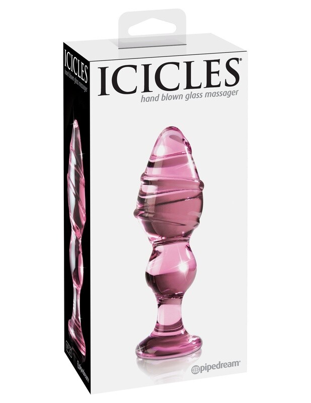 ICICLES # 27 TEXTURED GLASS ANAL PLUG 5.75inch PINK ICICLES # 27 TEXTURED GLASS ANAL PLUG 5.75inch PINK