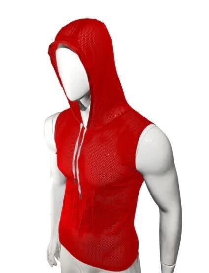 KNOBS HOODED MESH TANK RED, Size: SMALL