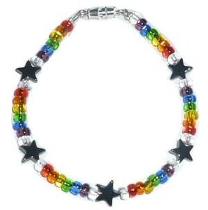 GLASS STAR RAINBOW BEAD 7" BRACELET