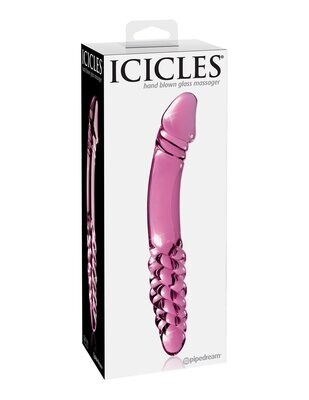 ICICLES NO57 DOUBLE SIDE TEXTURED GLASS DILDO 9inch PINK