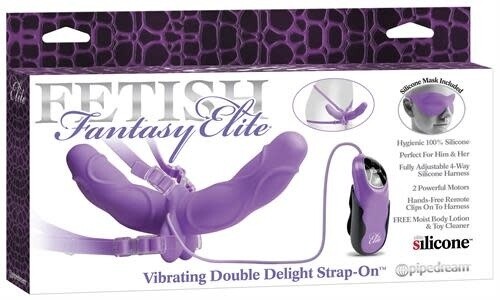 FETISH FANTASY ELITE VIBRATING DOUBLE DELIGHT SILICONE STRAP ON