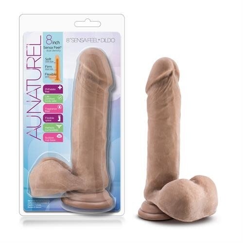 AU NATUREL SENSA FEEL DILDO 8" CARAMEL