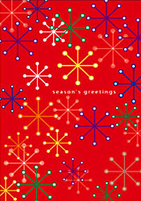 X-MAS CARD SNOWFLAKES ON RED