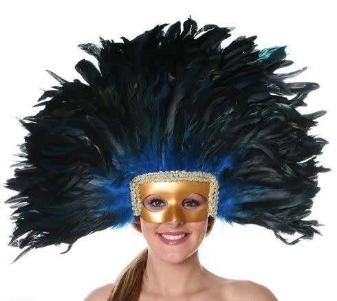 ZUCKER FEATHER HEADDRESS & REMOVABLE MASK SHOCKING PINK