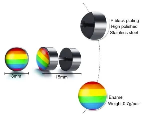 STAINLESS STEEL RAINBOW STUD EARRING