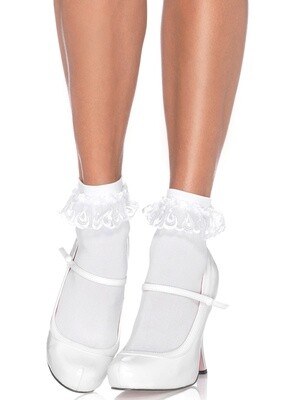 DEMI LACE RUFFLE ANKLET SOCK WHITE ONE SIZE