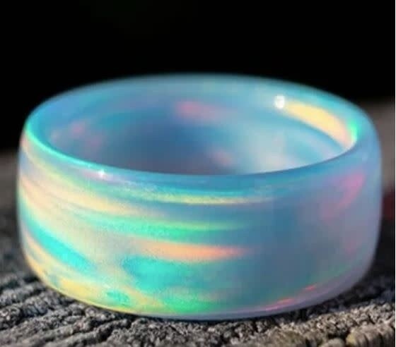 IRIDESCENT OPAL BLUE RING