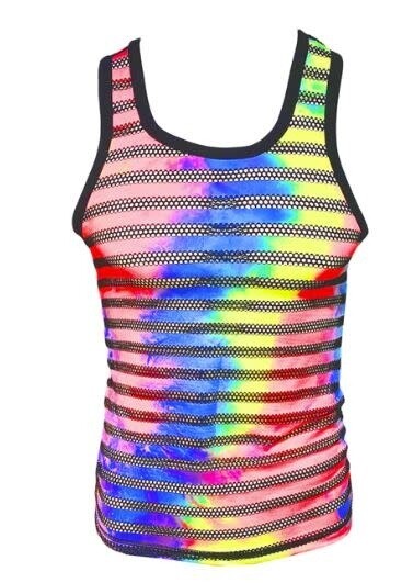 KNOBS TIE DYE & MESH STRIPED TANK