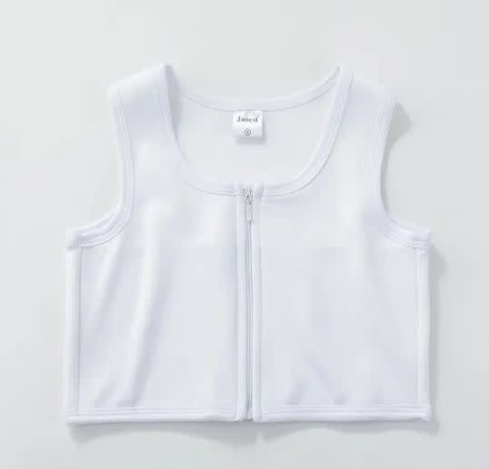 REINFORCED WHITE ZIP-UP CHEST BINDER