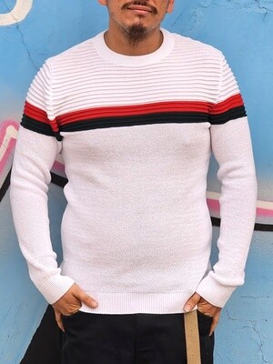 CHUXX RIBBED CHEST SWEATER WHITE