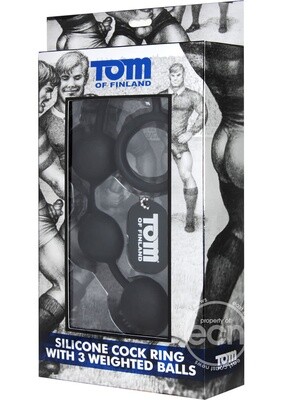 TOM OF FINLAND SILICONE RING WITH 3 WEIGHTED BALLS
