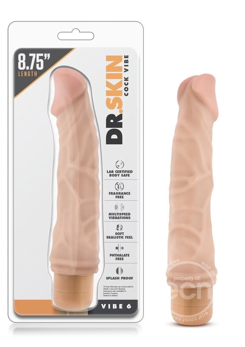 Dr. Skin Cock Vibe 6 Vibrating Dildo 8.75in - Vanilla