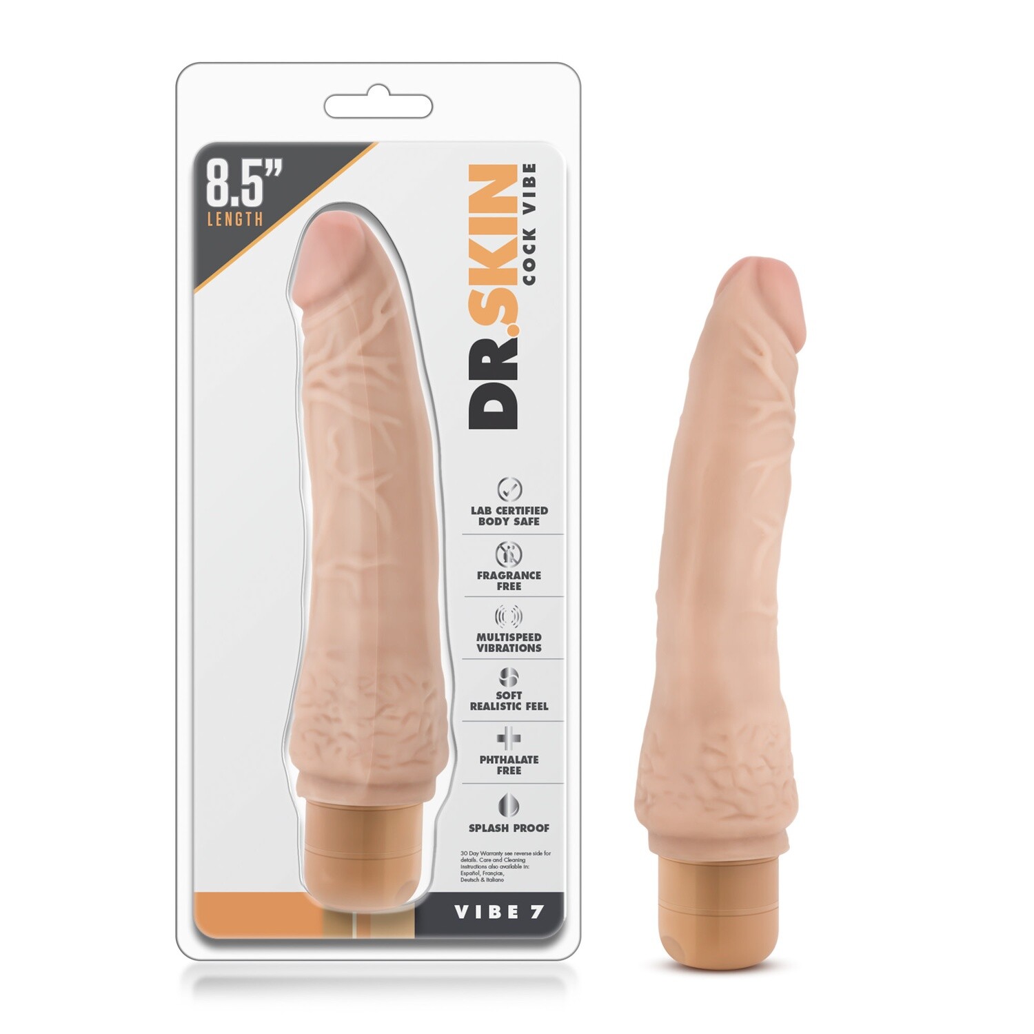 Dr. Skin Cock Vibe 7 Vibrating Dildo 8.5in - Vanilla