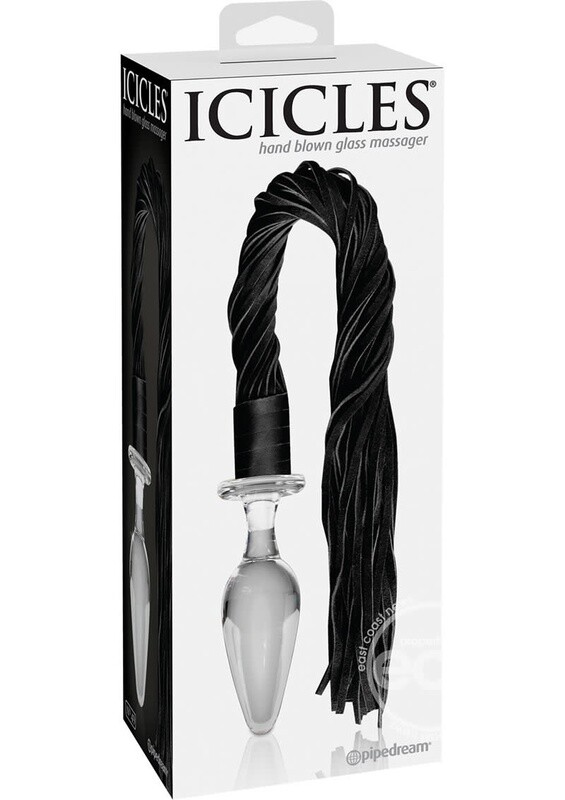 ICICLES NO 49 GLASS ANAL PLUG WITH FLOGGER ICICLES NO 49 GLASS ANAL PLUG WITH FLOGGER