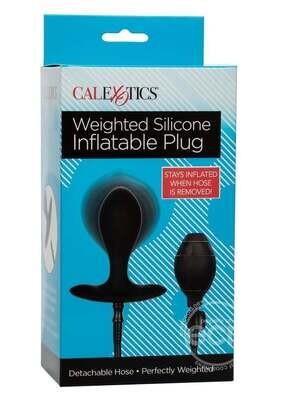 WEIGHTED SILICONE INFLATABLE PLUG BLACK
