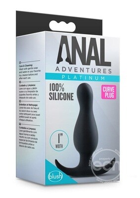Anal Adventures Platinum Curve Silicone Butt Plug - Black
