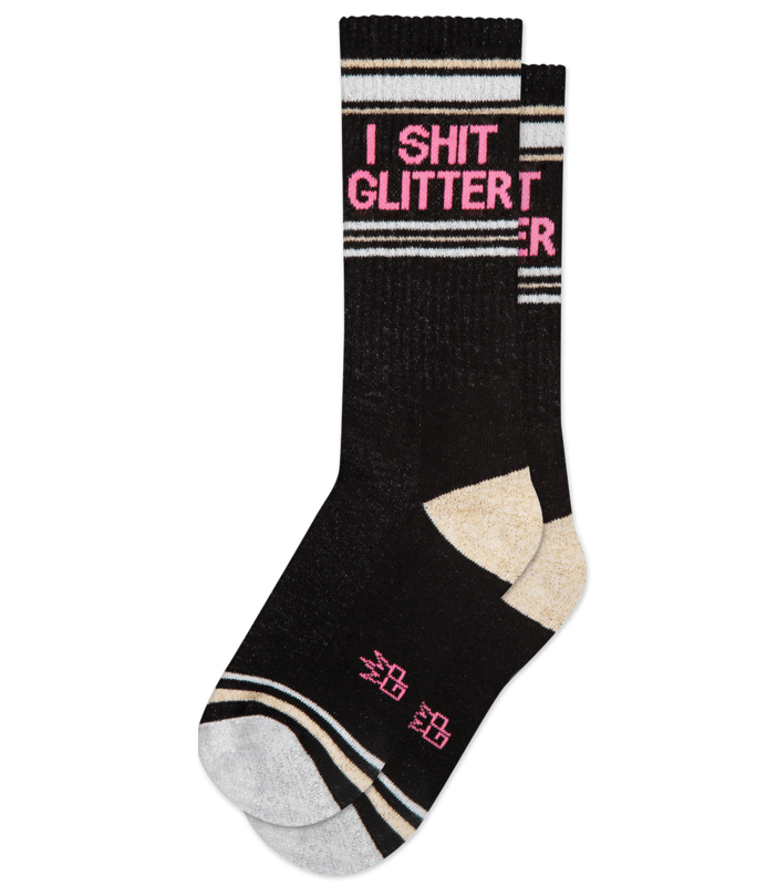 GUMBALL POODLE I SHIT GLITTER RIBBED GYM SOCKS