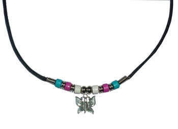 CERAMIC TRANS PRIDE WITH BUTTERFLY NECKLACE