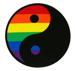 RAINBOW YIN YANG BLACK STICKER