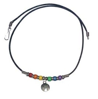 RAINBOW CERAMIC BEADS WITH BASEBALL CHARM