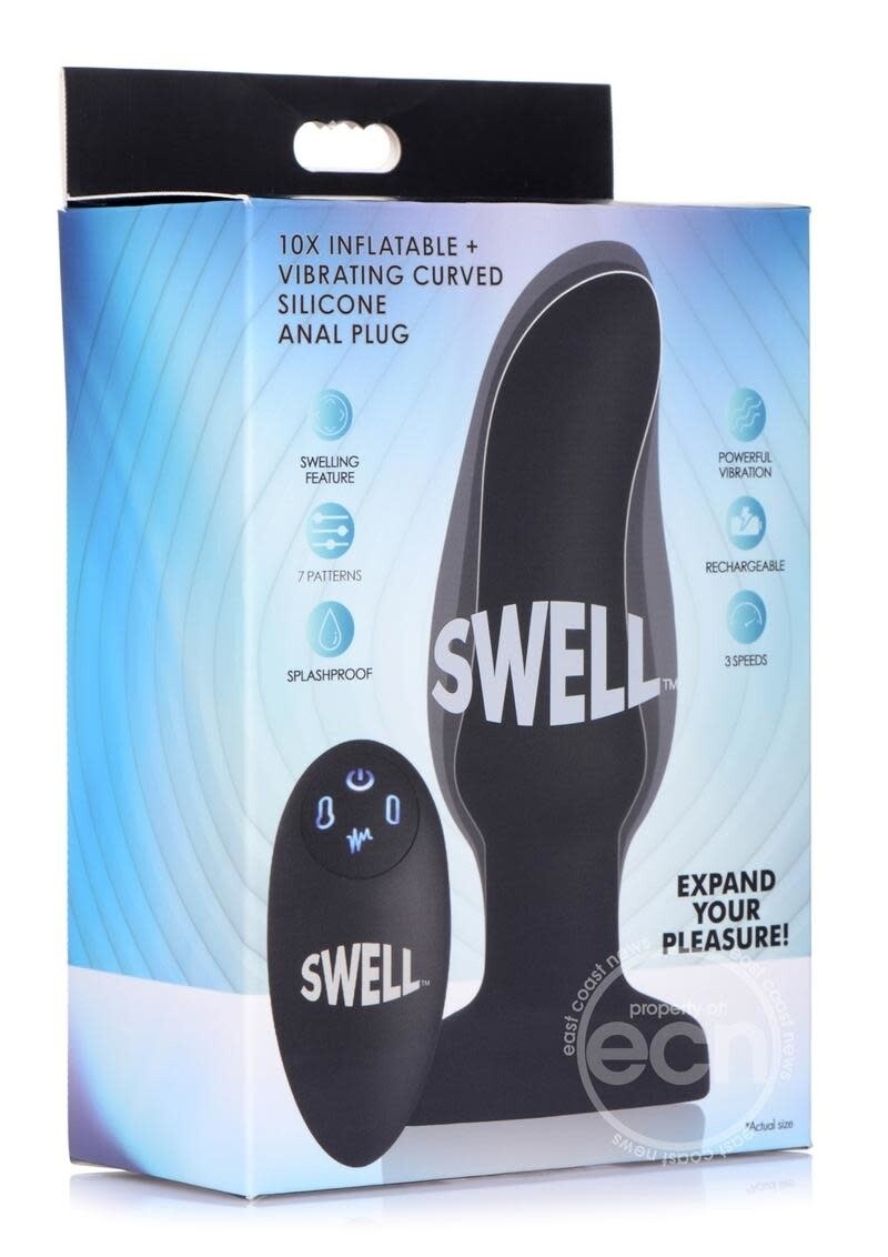 SWELL 10x INFLATABLE VIBRATING RECHAGEABLE SILICONE CURVED ANAL PLUG