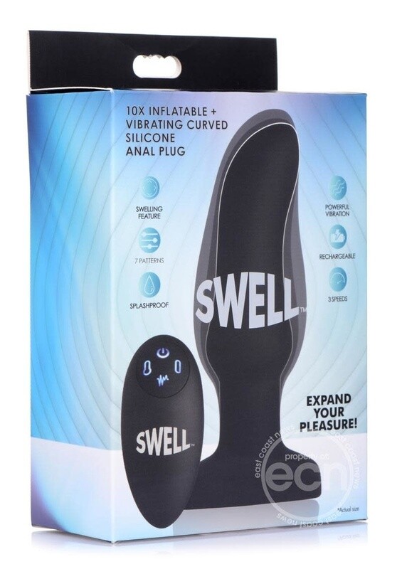 SWELL 10x INFLATABLE VIBRATING RECHAGEABLE SILICONE CURVED ANAL PLUG