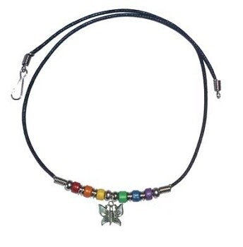 RAINBOW CERAMIC BEADS WITH BUTTERFLY CHARM