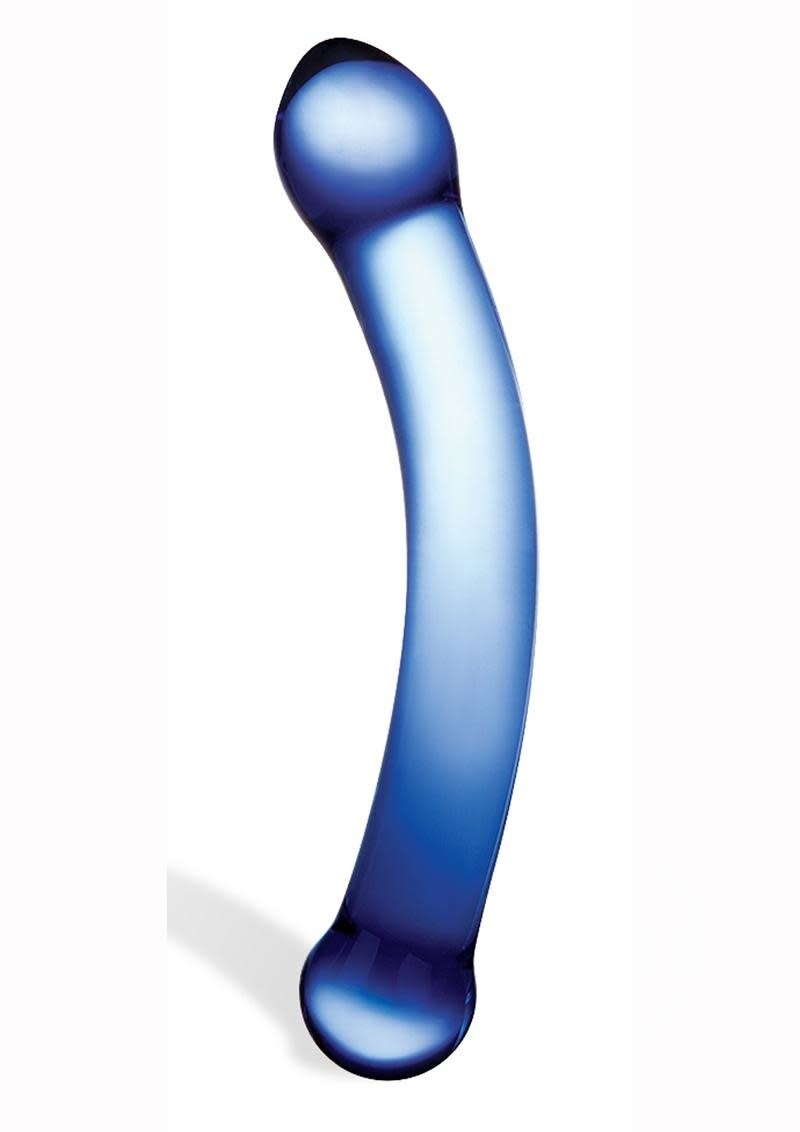 CURVED GLASS G-SPOT DILDO BLUE 6"