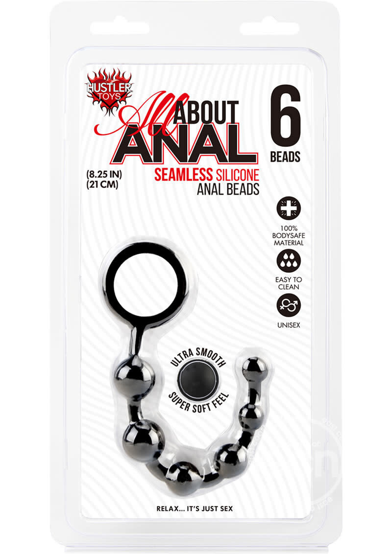 HUSTLER ANAL BEADS 6 BALL BLK SILICONE
