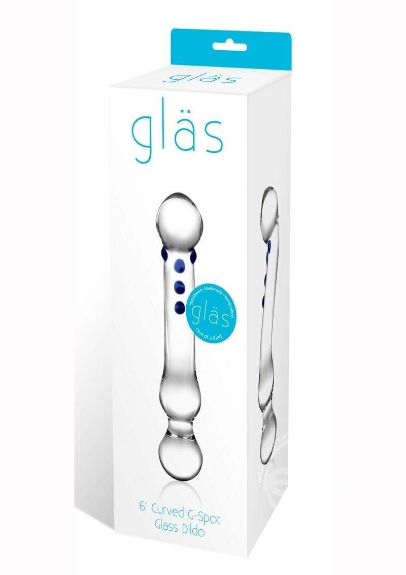 GLAS CURVED G-SPOT TEXTURED GLASS DILDO 6"
