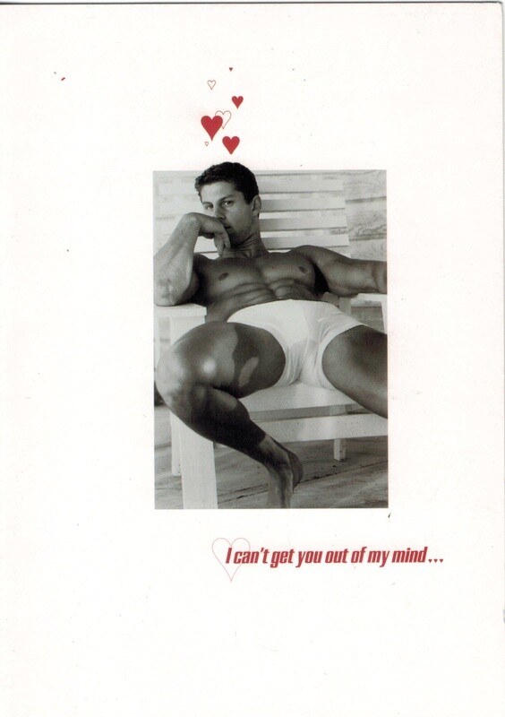 VALENTINE CARD-UNDIE GUY IN PATIO CHAIR, I CAN'T G