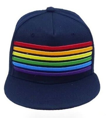 RAINBOW EMBROIDERED STRIPES CAP NAVY