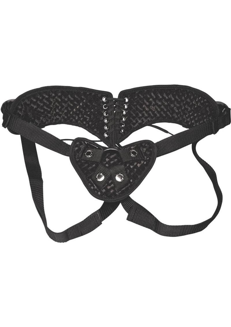 LUX FETISH DIAMOND VELVET STRAP ON CORSET BLACK