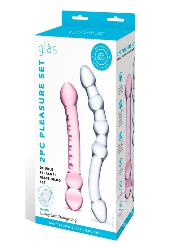 DOUBLE PLEASURE GLASS DILDO SET 2PC