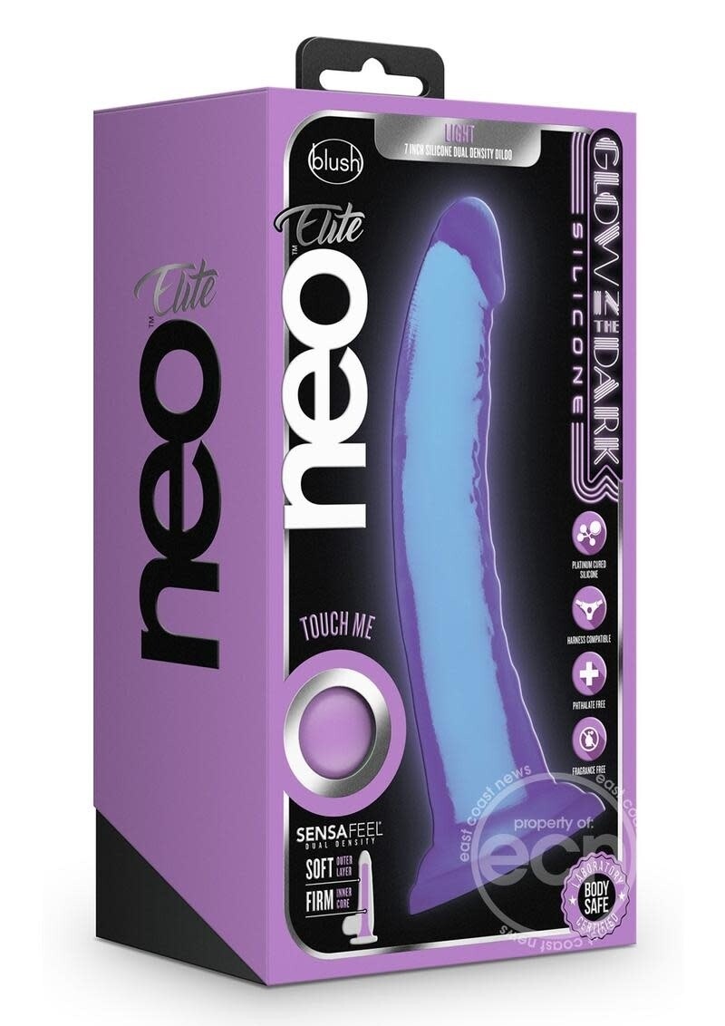NEO ELITE GLOW IN THE DARK LIGHT 7 INCH DILDO PURPLE