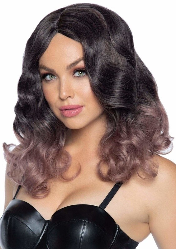 18" CURLY OMBRE LONG BOB WIG MAUVE